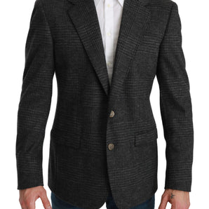 Dolce &amp; Gabbana Elegant Gray Plaid Virgin Wool Blazer