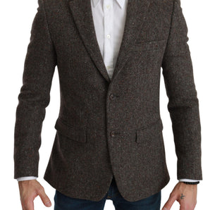 Dolce &amp; Gabbana Elegant Brown Slim Fit Wool Blend Blazer