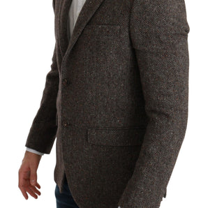 Dolce & Gabbana Elegant Brown Slim Fit Wool Blend Blazer