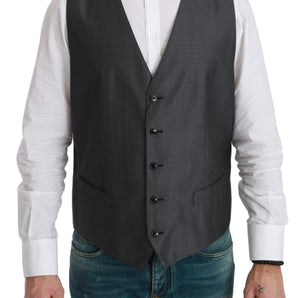 Dolce &amp; Gabbana Elegant Gray Wool Blend Dress Vest