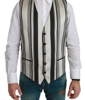 Dolce & Gabbana Stripe Cotton Silk Dress Vest Dolce & Gabbana 