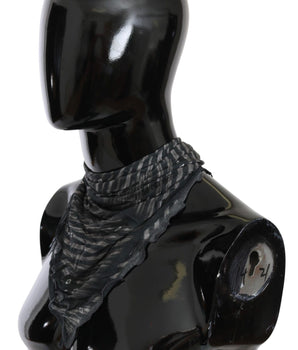 Costume National Black Gray Viscose Foulard Branded Scarf Costume National 