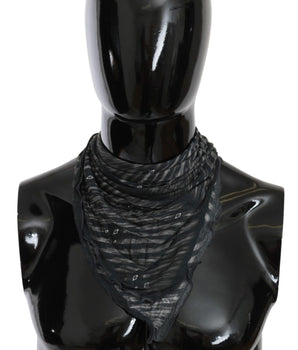 Costume National Black Gray Viscose Foulard Branded Scarf Costume National 
