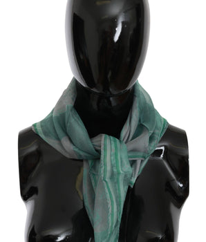 Costume National Green Silk Shawl Foulard Wrap Scarf Costume National 