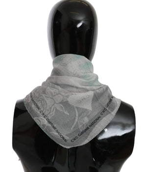 Costume National Gray Silk Shawl Foulard Wrap Scarf Costume National 