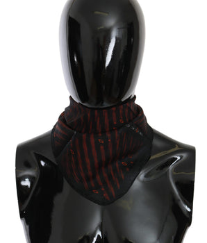 Costume National Black Orange 100% Silk Branded Scarf Costume National 