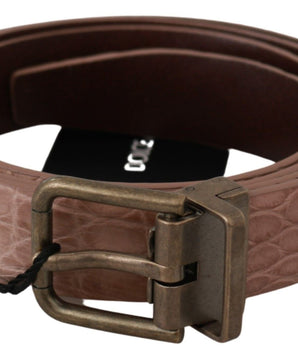 Dolce & Gabbana Elegant Exotic Skin Brushed Gold Buckle Belt Dolce & Gabbana 