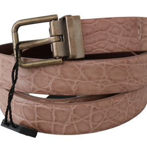 Dolce & Gabbana Elegant Exotic Skin Brushed Gold Buckle Belt Dolce & Gabbana 