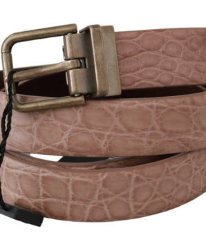 Dolce & Gabbana Elegant Exotic Skin Brushed Gold Buckle Belt Dolce & Gabbana 
