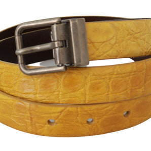 Dolce & Gabbana Exotic Yellow Animal Pattern Leather Belt