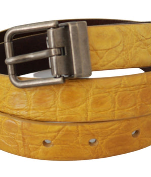 Dolce & Gabbana Exotic Yellow Animal Pattern Leather Belt Dolce & Gabbana 