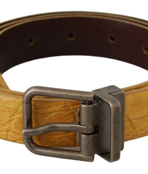 Dolce & Gabbana Exotic Yellow Animal Pattern Leather Belt Dolce & Gabbana 