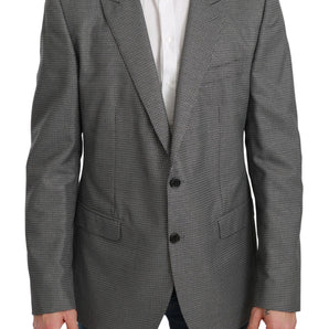 Dolce &amp; Gabbana Elegant Gray Fantasy Pattern Slim Fit Blazer