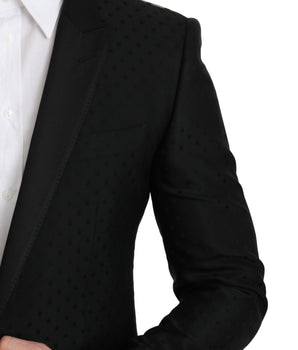 Dolce & Gabbana Elegant Black Polka Dotted Wool Blend Blazer Dolce & Gabbana 