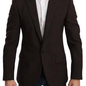 Dolce & Gabbana Elegant Brown Virgin Wool Martini Blazer