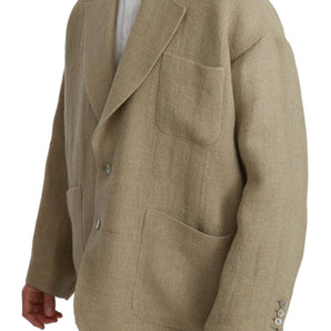 Dolce &amp; Gabbana Blazer elegante de yute beige con botonadura sencilla