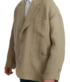 Dolce & Gabbana Chic Beige Jute Single-Breasted Blazer Dolce & Gabbana 
