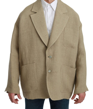 Dolce & Gabbana Chic Beige Jute Single-Breasted Blazer Dolce & Gabbana 