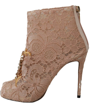 Dolce &amp; Gabbana Elegant Lace Stilettos with Crystal Accents