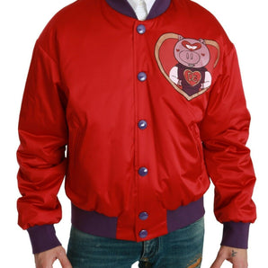 Dolce &amp; Gabbana Cazadora bomber roja vibrante con motivo multicolor