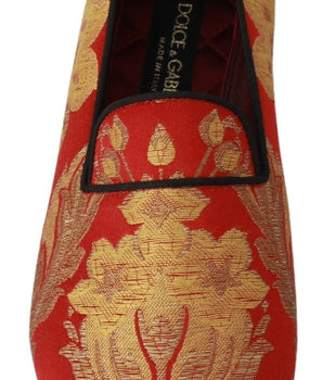 Dolce & Gabbana Rose Gold Brocade Loafers Slide Flats Dolce & Gabbana 