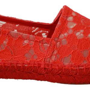 Dolce & Gabbana Red Viscose Espadrilles Flat Shoes