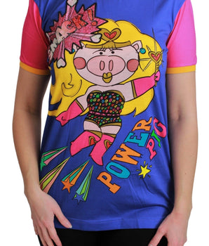 Dolce & Gabbana Purple PIG SUPERGIRL Top Cotton T-shirt Dolce & Gabbana 