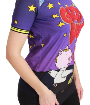 Dolce & Gabbana Purple YEAR OF THE PIG Top Cotton T-shirt Dolce & Gabbana 