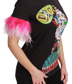 Dolce & Gabbana Black YEAR OF THE PIG Top Cotton T-shirt Dolce & Gabbana 