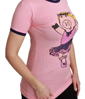 Dolce & Gabbana Pink YEAR OF THE PIG Top Cotton T-shirt Dolce & Gabbana 