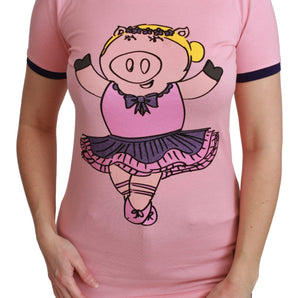 Dolce &amp; Gabbana Camiseta rosa con cuello redondo del Año del Cerdo