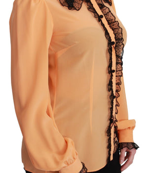 Dolce & Gabbana Yellow Silk Sequin Lace Blouse Shirt Dolce & Gabbana 