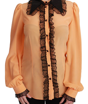Dolce & Gabbana Yellow Silk Sequin Lace Blouse Shirt Dolce & Gabbana 