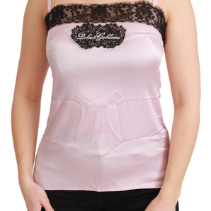 Dolce &amp; Gabbana Elegant Silk Lace Detail Tank Top