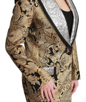 Dolce &amp; Gabbana Elegant Gold Floral Jacquard Blazer