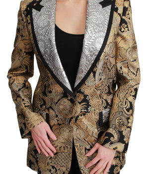 Dolce &amp; Gabbana Elegant Gold Floral Jacquard Blazer