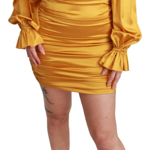 Dolce & Gabbana Radiant Yellow Silk Bodycon Mini Dress