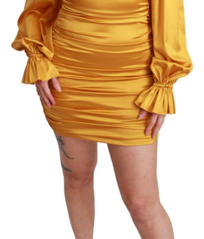 Dolce & Gabbana Radiant Yellow Silk Bodycon Mini Dress Dolce & Gabbana 