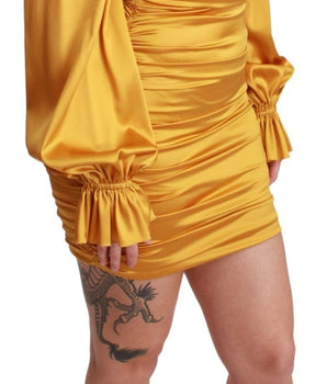 Dolce & Gabbana Radiant Yellow Silk Bodycon Mini Dress Dolce & Gabbana 