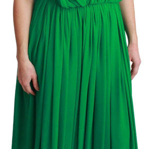 Dolce &amp; Gabbana Elegant Sleeveless Pleated Silk Maxi Dress