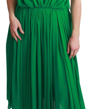 Dolce & Gabbana Elegant Sleeveless Pleated Silk Maxi Dress Dolce & Gabbana 