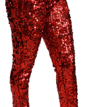 Dolce &amp; Gabbana Elegant High-Waist Cropped Red Trousers