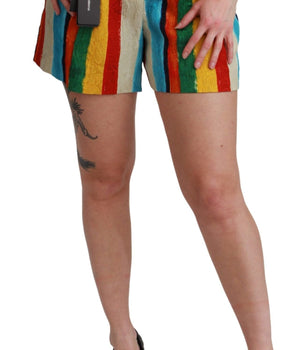 Dolce & Gabbana Multicolor Riga Pittorica Mini Shorts Dolce & Gabbana 