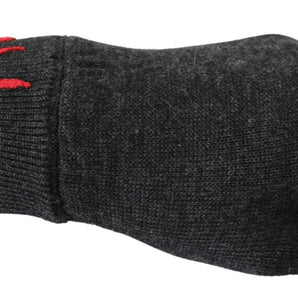 Dolce & Gabbana Gray Virgin Wool Unisex Gloves Dolce & Gabbana 