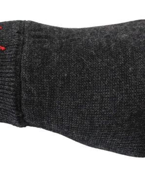 Dolce & Gabbana Gray Virgin Wool Unisex Gloves Dolce & Gabbana 