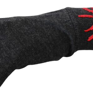 Dolce & Gabbana Gray Virgin Wool Unisex Gloves Dolce & Gabbana 