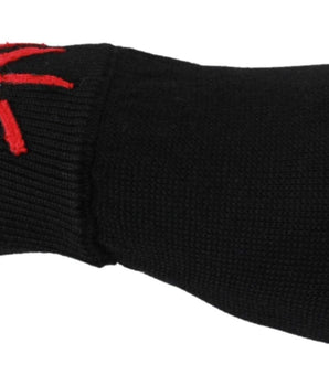 Dolce & Gabbana Elegant Black Virgin Wool Unisex Gloves Dolce & Gabbana 