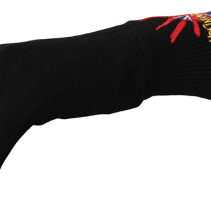 Dolce & Gabbana Elegant Black Virgin Wool Unisex Gloves Dolce & Gabbana 