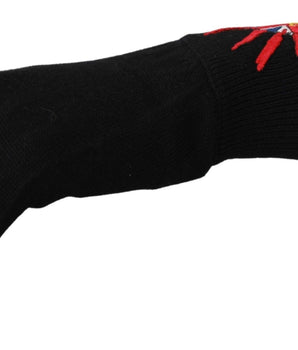 Dolce & Gabbana Elegant Black Virgin Wool Unisex Gloves Dolce & Gabbana 