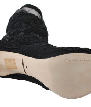 Dolce & Gabbana Embroidered Floral Stiletto Socks Booties Dolce & Gabbana 